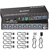 8 Port KVM Switch Displayport 4K@60Hz EDID Simulation, USB 3.0 DP KVM Switch for 8 Computers Shar...