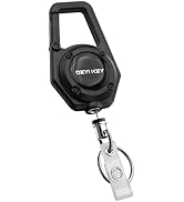 Retractable Keychain, Heavy Duty Carabiner Badge Holder, Tactical ID Badge Reel with 32” Steel Re...