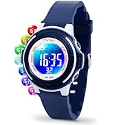 TixYolo Digital Kids Watch with 7 Color Lights 50M Waterproof,Alarm,Stopwatch,Soft Strap,Children...