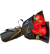 JJLFresheners 3 Heads Artificial Rose Bouquet Soap Flower Petals Valentine Day Gifts for Women, B...