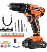 WorkBless WORKBLESS Cordless Drill, Power Drill Set with 1 Battery and Charger, 40Nm, 20+1 Torque...
