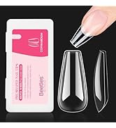 Beetles Gel Nail Kit Nail Tips 500Pcs Medium Coffin Pre Shaped Clear Full Cover False Nails for G...