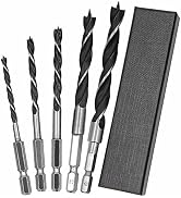 Brad Point Drill Bits Set - 4-10mm 3 Point Quick Change Hex Shank Woodworking Countersink Bits, H...