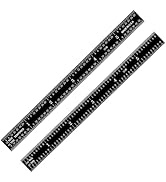 PEC Tools 6" Stainless Steel Ruler, Black Chrome Finish,1/50" Thick X 1/2" Wide, Measurement Accu...