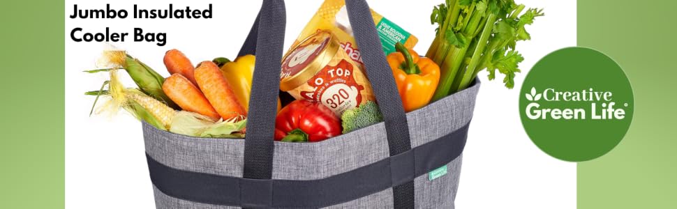 Jumbo insulated cooler bag with groceries