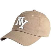 NY 3D Embroidered Cotton Dad Hat – New York Baseball Cap, Adjustable Metal Buckle Strap, Unstruct...