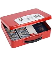 KYODOLED Red Safe Box with Digital Keypad Lock, Lock Box with Code for Personal Items, Metal Secu...