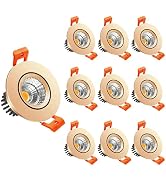 LightingWill 2inch LED Dimmable Downlight, 3W COB Recessed Ceiling Light, Warm White 3000K-3500K,...