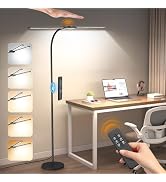 Syrinx LED Floor Lamp, 14W 2000LM Bright Reading Floor Lamp for Office, Gesture & Remote Control,...