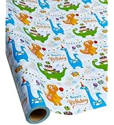 Gift Wrapping Paper Rolls,Cute Dinosaurs Happy Birthday Wrapping Paper For Boys,Wrapping Paper Ro...