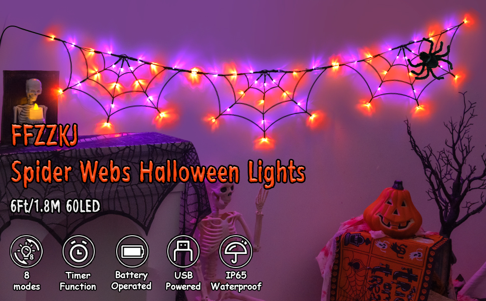 Halloween Decorations Spider Web Lights String
