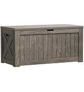 Greesum 120 Gallon Outdoor Storage Box with Lock - Large Resin Deck Box, Reinforced Lid for Garde...