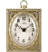 NIKKY HOME Vintage Gold Small Table Clock, Classic Elegant Silent Battery Operated Decorative Man...