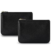 Chelmon PU Leather Coin Purse Pouch Change Holder Small With Zipper for Men Women 2 PCS Set (Blac...