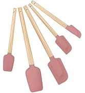 5 Pcs Silicone Spatula Set,Food Grade Silicone Spatula Nonstick Rubber Spatulas with Wooden Ergon...