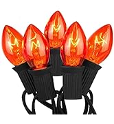 Halloween Orange String Lights Outdoor, 25Ft C7 Halloween Decorations Lights with 27 Clear Orange...