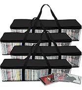 Evelots 4 Pack CD Storage Bags, Video Games, Clear PVC Plastic-Holds 200 CDs Total-Strong Handles...