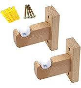 KUMGROT Window Curtain Brackets Wood Curtain Rod Holder Heavy Duty Single Rod Hooks for Kitchen B...