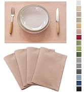Demetex Placemats Set of 4 Pink for Dinner Heat Resistant Linen Plate Mats Farmhouse Wipeable Clo...