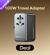 MOMAX Universal Travel Adapter, 100W Fast GaN International Power Adapter, 2PD USB-C+2QC USB-A Tr...
