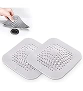 Hair Drain Catcher,Convex Square Shower Drain Covers with Suction Cup,Easy to Install for Pop-up ...