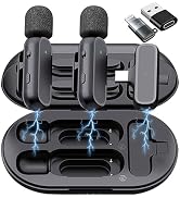 2 Pack Professional Wireless Lavalier Microphone for Android, iPhone iPad with Adapter Included N...