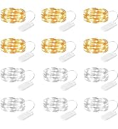 Brightown 12 Pack Led Fairy Lights Battery Operated String Lights Waterproof Silver Wire 7 Feet 2...
