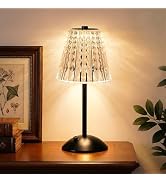 Nusogon Rechargeable Cordless Table Lamp, Touch Control Crystal Desk Lamp with 3500mAh Battery, 3...