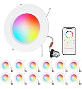 HYDONG Smart LED Can Lights,12Pack Retrofit LED Recessed Lighting 6inch, 13W 1050LM RGB Color Cha...