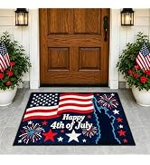 YunPuff New 4th of July Decorations, 250th Anniversary Red White and Blue Patriotic Doormat with ...