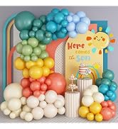 Retro Boho Balloon Arch Garland Kit, 163Pcs Retro Blue Orange Mustard Yellow Balloon, Here Comes ...