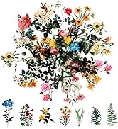 80 Pieces Natural Vintage Flower Stickers for Scrapbooking, Self-Adhesive Scrapbooking Stickers S...