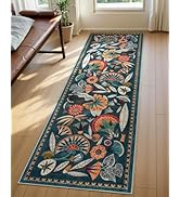 Zealude Boho Washable Green Bathroom Kitchen Runner Rug, 2x8 Egypt Hallway Entryway Rug Runner, N...