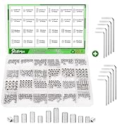 Ruibapa 525PCS Metric + SAE Set Screw Assortment Kit 24 Size 304 Stainless Steel Grub Screw Inter...