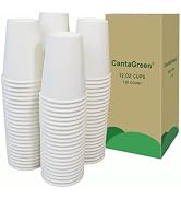 CantaGreen 150 Count 12 OZ Heavy-duty Paper Coffee Cups, White Disposable Cup for Hot and Cold Be...
