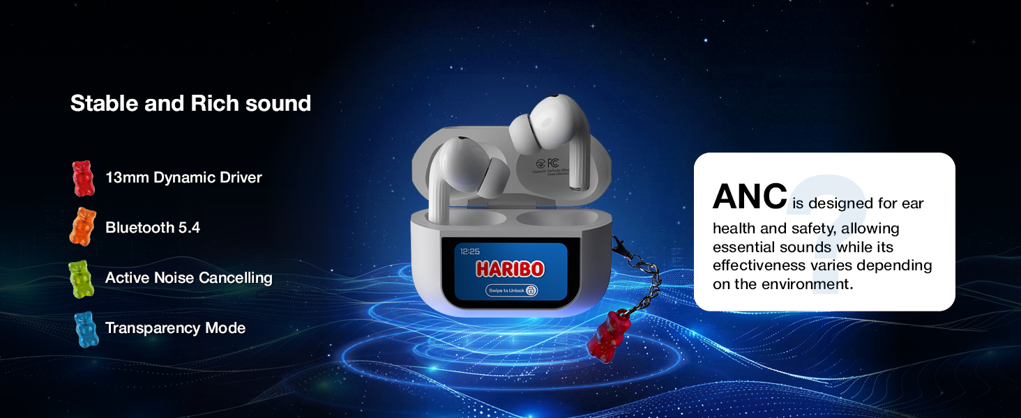 Haribo LCD Touch Screen Noise Cancelling Earbuds