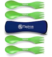 Tapirus - 4 Spork to Go Set - 7-inch Durable & BPA Free Sporks - Spoon, Fork and Knife Combo Uten...