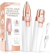 Eyebrow & Facial Hair Removal for Women: 2 in 1 Rechargeable Eyebrow Trimmer & Face Shaver, Painl...