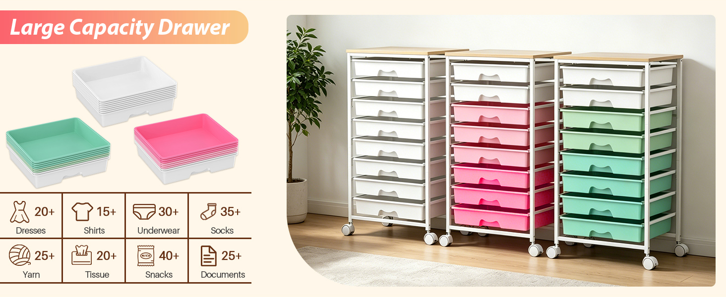 Goovilla storage cart, large capacity drawers, sort clothing, stationery and docs neatly