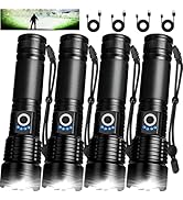 MIXILIN Rechargeable Flashlights High Lumens, 4 Pack 99,000 Lumens Super Bright Led Flashlight wi...