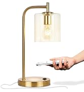 Brightech Elizabeth Table Lamp with Wireless Charging Pad and USB Port, Bedside Reading Lamp, Vin...