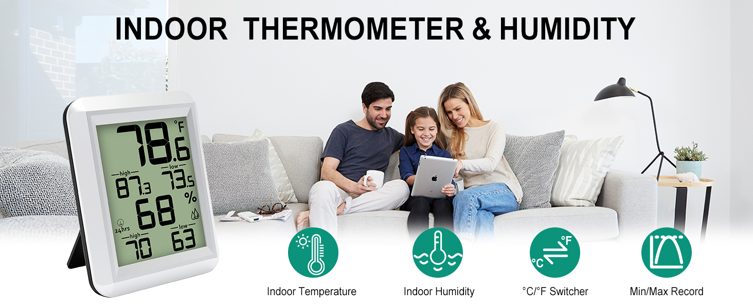 Digital Hygrometer Indoor Thermometer Humidity Meter