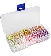 BEADNOVA Satin Pearls Beads for Crafts Tiny Loose Imitation Glass Pearls for Jewelry Making (6mm,...