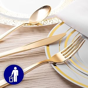 gold cutlery set disposable