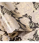 RUSPEPA Black Floral Wrapping Paper Roll for Women, 17 in x 16.4 ft, Mini Roll, Gothic Gift Paper...