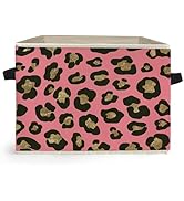 Ghoaoivo Pink Glitter Leopard Storage Box Bins, Trendy Y2K Cheetah Print Aesthetic Collapsible St...