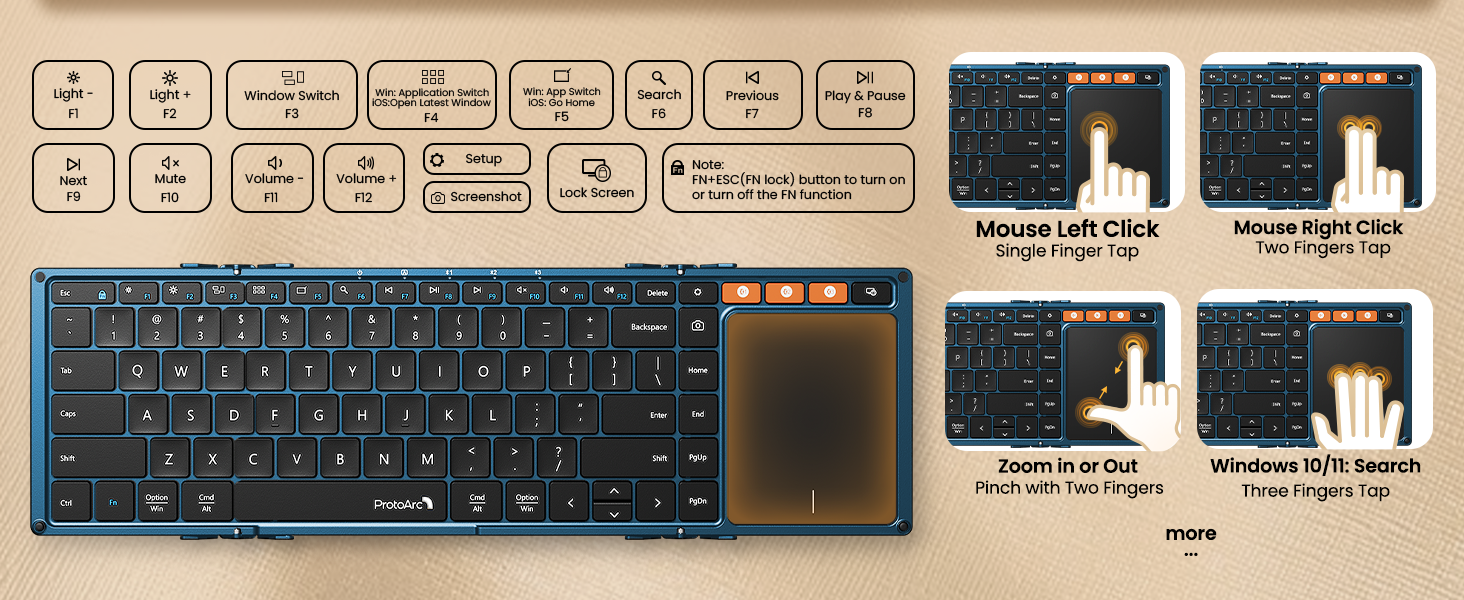 XK01 TP folding keyboard with touchpad