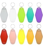 Uniclife 10 Pcs Blank Hotel Keychain Tags, Vintage Motel Keychain with Key Rings, 10 Colors Plast...