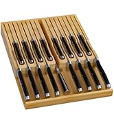 Domax Bamboo In-drawer Knife Block - Knife Drawer Organizer Insert Large Handle Steak Knife Holde...