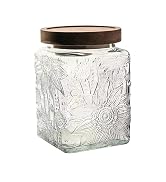 ANSQU Square Glass Jar, Vintage Glass Jar with Airtight Lid, 25.4 FL OZ Glass Food Storage Jar fo...